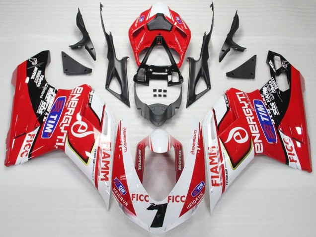 Purchase 2007-2014 White Red Blue Glossy Black Ficc Fiamm 7 Ducati 848 1098 1198 Motorcycle Fairings UK