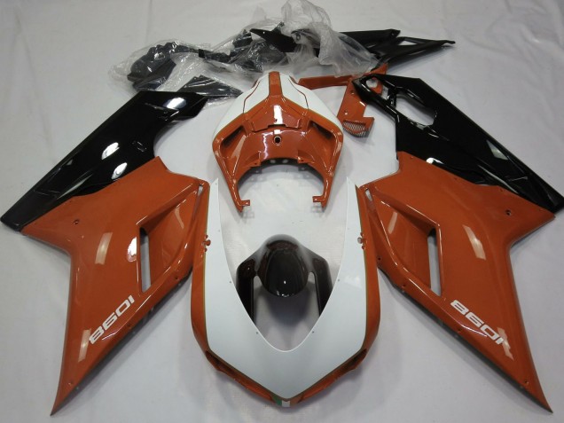 Purchase 2007-2014 Brown White Glossy Black Ducati 1098 Motorcycle Fairings UK