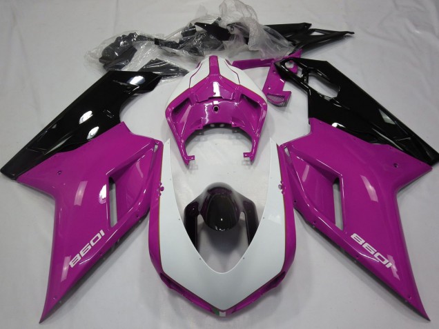 Purchase 2007-2014 Pink White Glossy Black Ducati 1098 Motorcycle Fairings UK