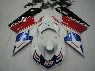 Purchase 2007-2014 White Red Blue Glossy Black Corse 69 Ducati 848 Motorcycle Fairings UK