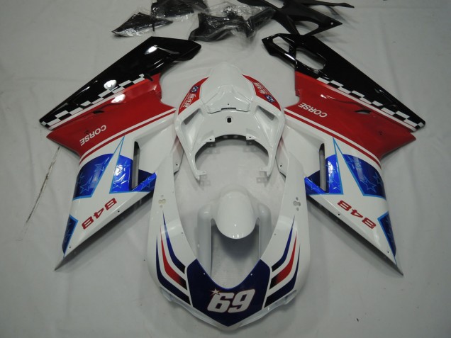 Purchase 2007-2014 White Red Blue Glossy Black Corse 69 Ducati 848 Motorcycle Fairings UK