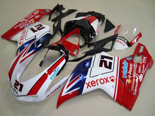 Purchase 2007-2014 White Red Black Blue Star Xerox 21 Ducati 1098 Motorcycle Fairings UK