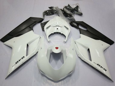 Purchase 2007-2014 Pearl White Matte Black Ducati 848 Motorcycle Fairings UK
