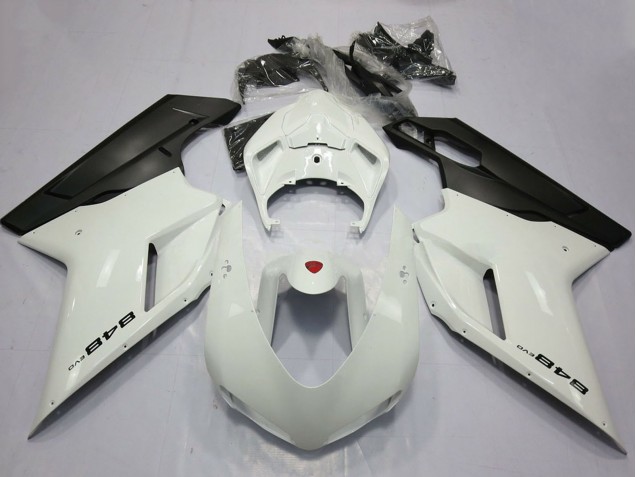 Purchase 2007-2014 Pearl White Matte Black Ducati 848 Motorcycle Fairings UK