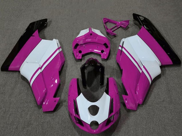 Purchase 2003-2004 White Pink Glossy Black Ducati 749 999 Motorcycle Fairings UK