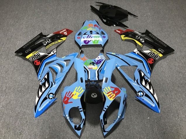 Purchase 2009-2014 Light Blue Black Shark Hands BMW S1000RR Motorcycle Fairings UK