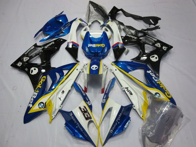 Purchase 2009-2014 White Yellow Blue Glossy Black GoldBet 33 BMW S1000RR Motorcycle Fairings UK