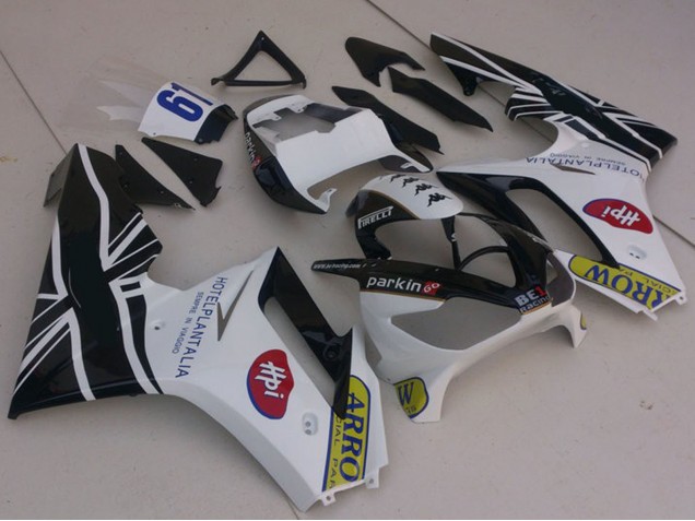 Purchase 2006-2008 White Glossy Black with Flag Triumph Daytona 675 Motorcycle Fairings UK