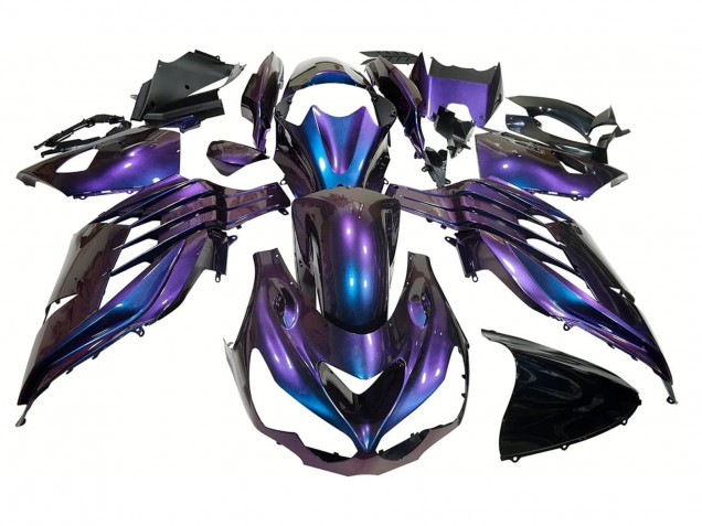 Purchase 2012-2024 Chameleon Blue Purple Kawasaki ZX14R ZZR1400 Motorcycle Fairings UK