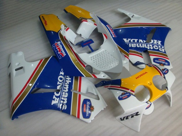 Purchase 1988-1992 Blue White Yellow Rothmans Honda VFR400R NC30 Motorcycle Fairings UK Purchase 1988-1992 Blue White Yellow Rothmans Honda VFR400R NC30 Motorcycle Fairings UK