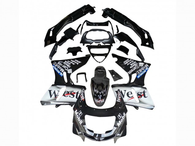 Purchase 1998-2003 Black White West Kawasaki ZZR600 Motorcycle Fairings UK Purchase 1998-2003 Black White West Kawasaki ZZR600 Motorcycle Fairings UK