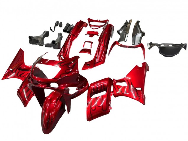 Purchase 1993-2007 Red with Black Flame Kawasaki ZZR400 Motorcycle Fairings UK Purchase 1993-2007 Red with Black Flame Kawasaki ZZR400 Motorcycle Fairings UK