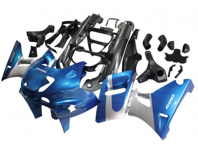 Purchase 1998-2003 Blue Silver Black Kawasaki ZZR600 Motorcycle Fairings UK Purchase 1998-2003 Blue Silver Black Kawasaki ZZR600 Motorcycle Fairings UK