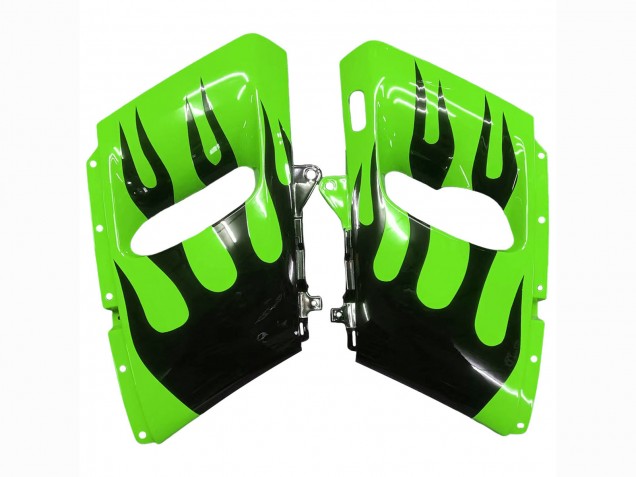 Purchase 1993-2007 Green with Black Flame Kawasaki ZZR400 Motorcycle Fairings UK Purchase 1993-2007 Green with Black Flame Kawasaki ZZR400 Motorcycle Fairings UK