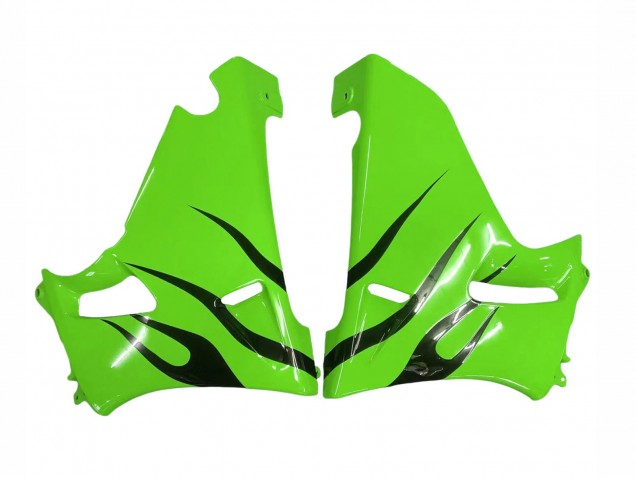 Purchase 1998-2003 Green with Black Flame Kawasaki ZZR600 Motorcycle Fairings UK