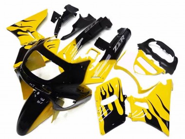 Purchase 1993-2007 Yellow with Black Flame Kawasaki ZZR400 Motorcycle Fairings UK