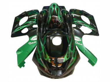 Purchase 1996-2007 Black with Dark Green Flame Yamaha YZF600R Thundercat Motorcycle Fairings UK