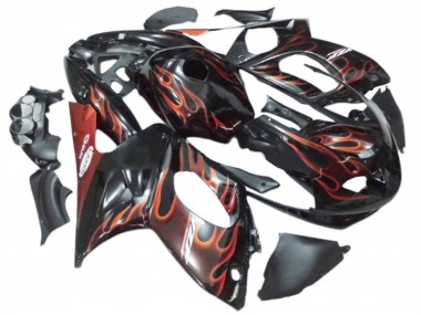 Purchase 1996-2007 Black with Dark Orange Flame Yamaha YZF600R Thundercat Motorcycle Fairings UK