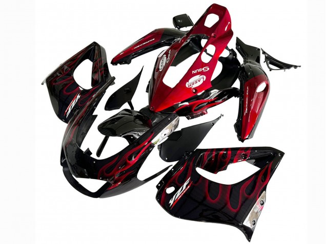 Purchase 1997-2007 Black with Red Flame Yamaha YZF1000R Thunderace Motorcycle Fairings UK
