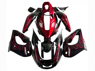Purchase 1997-2007 Black with Red Flame Yamaha YZF1000R Thunderace Motorcycle Fairings UK