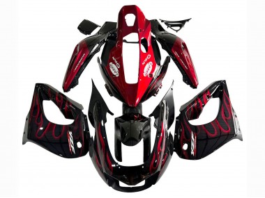 Purchase 1997-2007 Black with Red Flame Yamaha YZF1000R Thunderace Motorcycle Fairings UK