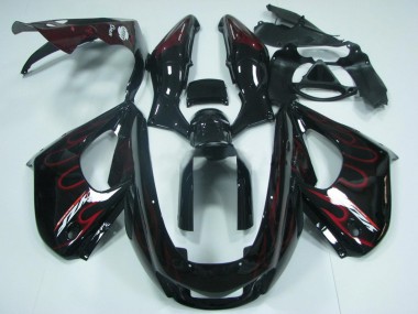 Purchase 1997-2007 Black with Red Flame Yamaha YZF1000R Thunderace Motorcycle Fairings UK