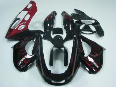 Purchase 1997-2007 Black with Red Flame Yamaha YZF1000R Thunderace Motorcycle Fairings UK