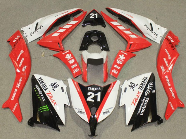Purchase 2012-2014 White Red Black Monster 21 Yamaha TMAX530 Motorcycle Fairings UK