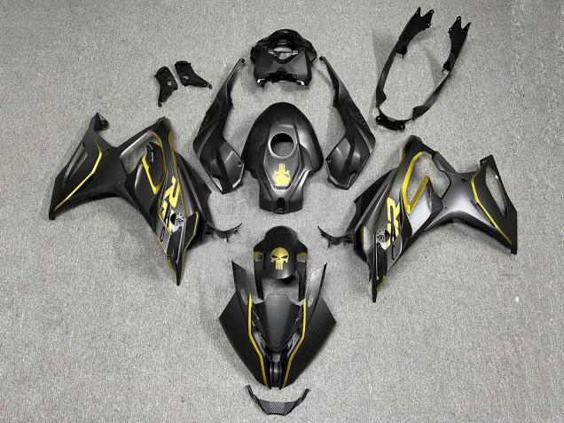 Purchase 2023-2024 Gold Black Carbon Fiber BMW S1000RR Motorcycle Fairings UK