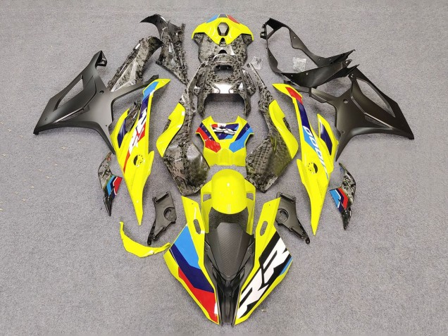 Purchase 2023-2024 Yellow Carbon Fiber BMW S1000RR Motorcycle Fairings UK
