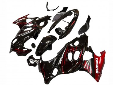 Purchase 2004-2006 Glossy Black Red Flame Suzuki GSX600F/GSX750F Motorcycle Fairings UK