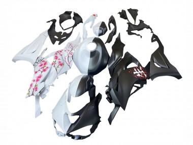 Purchase 2023-2025 Black White with Flower Kawasaki ZX6R Motorcycle Fairings UK