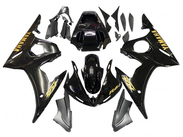 Purchase 2003-2004 Glossy Black Gold Decals Yamaha YZF R6 Motorcycle Fairings UK