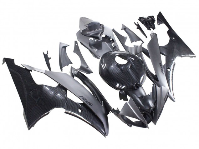 Purchase 2008-2016 Grey Black Carbon Fiber Style Yamaha YZF 600 R6 Motorcycle Fairings UK