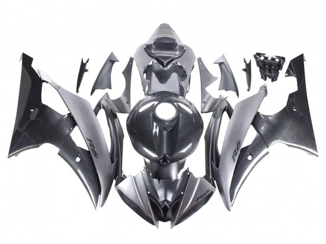 Purchase 2008-2016 Grey Black Carbon Fiber Style Yamaha YZF 600 R6 Motorcycle Fairings UK