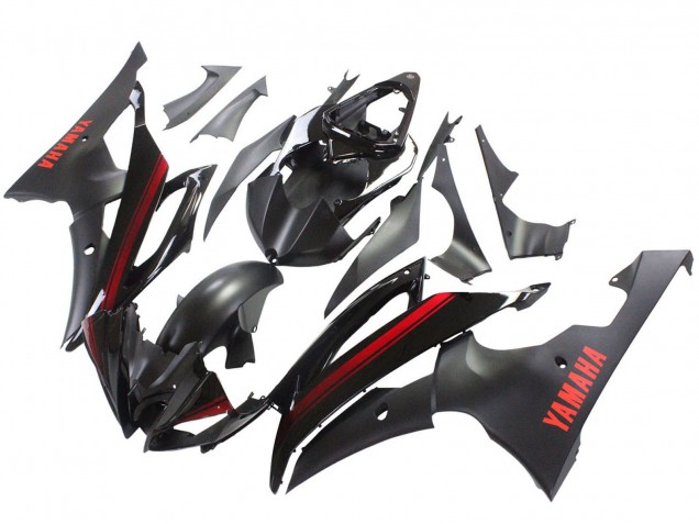 Purchase 2008-2016 Glossy Black Matte Black Red Stripe Yamaha YZF 600 R6 Motorcycle Fairings UK