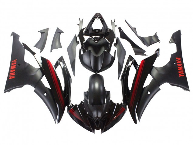 Purchase 2008-2016 Glossy Black Matte Black Red Stripe Yamaha YZF 600 R6 Motorcycle Fairings UK