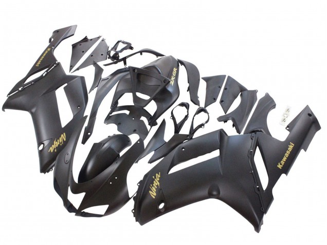 Purchase 2007-2008 Matte Black with Yellow Logo Ninja Kawasaki ZX6R Motorcycle Fairings UK
