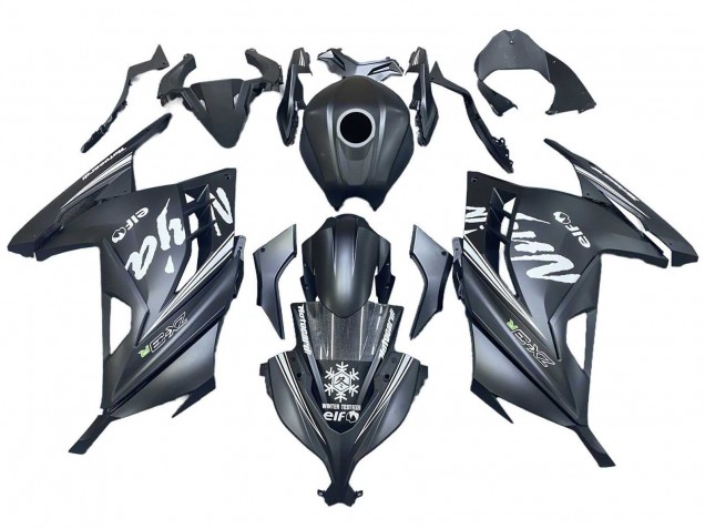 Purchase 2013-2024 Matte Black White Elf Snow Kawasaki EX300 Motorcycle Fairings UK