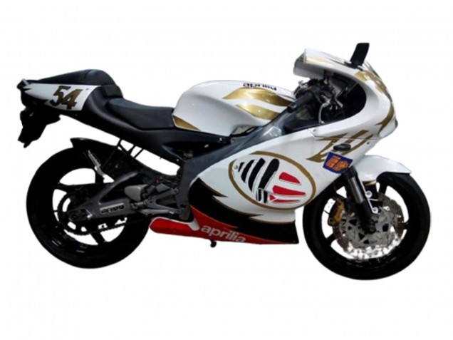 Purchase 2000-2005 White Gold Red Aprilia RS125 Motorcycle Fairings UK Purchase 2000-2005 White Gold Red Aprilia RS125 Motorcycle Fairings UK