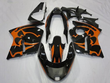 Purchase 1996-2007 Glossy Black Orange Flame Honda CBR1100XX Blackbird Motorcycle Fairings UK