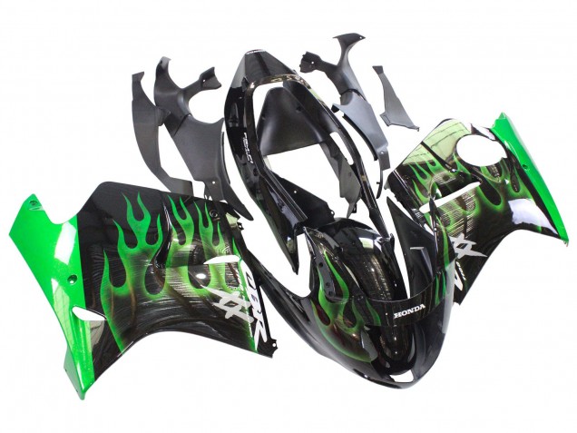 Purchase 1996-2007 Glossy Black Green Flame Honda CBR1100XX Blackbird Motorcycle Fairing UK