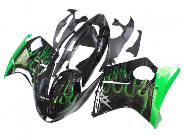 Purchase 1996-2007 Glossy Black Green Flame Honda CBR1100XX Blackbird Motorcycle Fairing UK