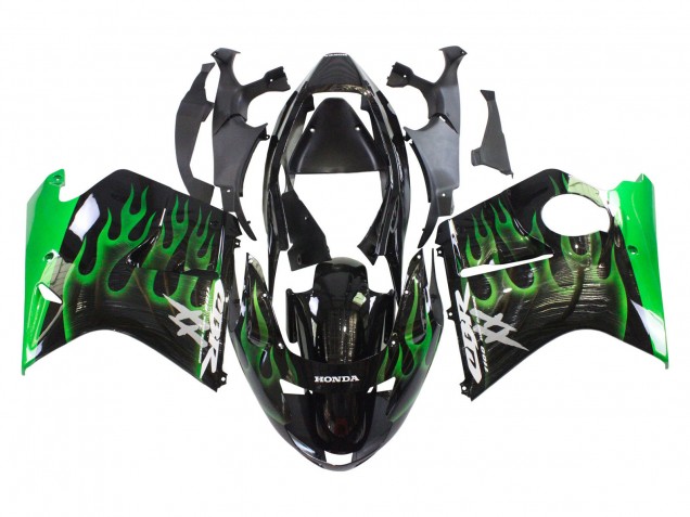 Purchase 1996-2007 Glossy Black Green Flame Honda CBR1100XX Blackbird Motorcycle Fairing UK