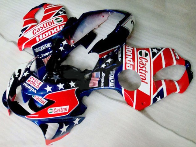 Purchase 1999-2000 Red White Blue Glossy Black Star Castrol Honda CBR600 F4 Motorcycle Fairings UK