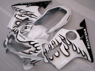 Purchase 1999-2000 White Glossy Black Flame Honda CBR600 F4 Motorcycle Fairings UK