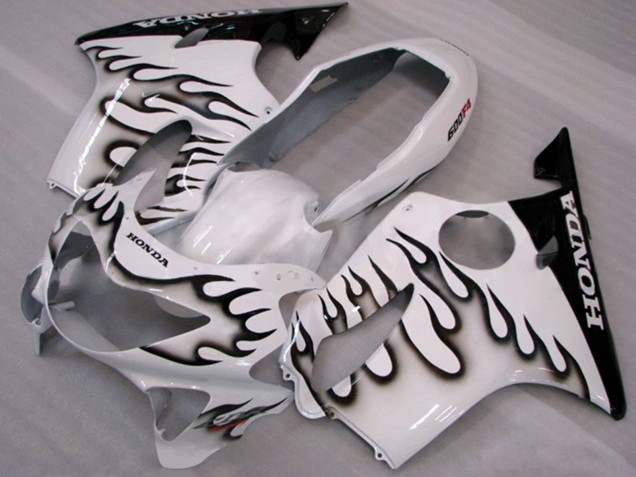 Purchase 1999-2000 White Glossy Black Flame Honda CBR600 F4 Motorcycle Fairings UK