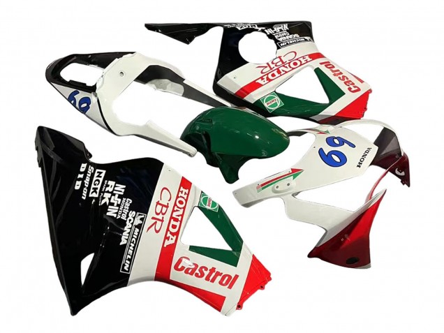 Purchase 2002-2003 White Red Green Glossy Black Castrol Honda CBR900RR 954 Motorcycle Fairings UK