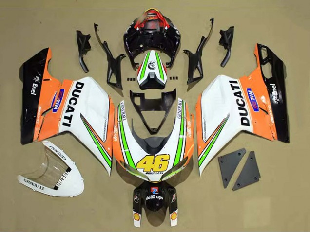 Purchase 2007-2014 White Orange Green Glossy Black Tim 46 Ducati 848/1098/1198 Motorcycle Fairings UK