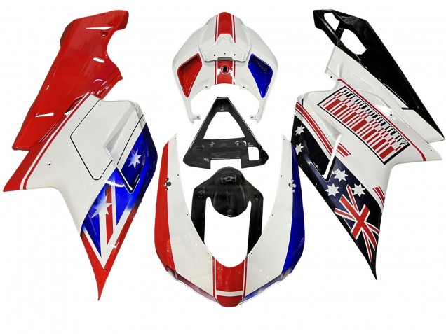 Purchase 2007-2014 White Red Blue Glossy Black Ducati 848/1098/1198 Motorcycle Fairings UK